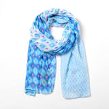 Eco Style Two Tone Geometry Print Scarf, Blue