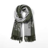 Reversible Thistle Scarf, Olive Green