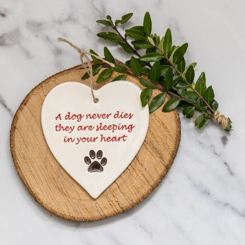 A Dog Never Dies Ceramic Heart