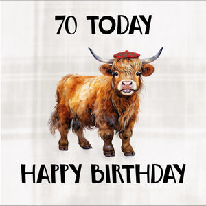 70 Today Happy Birthday (Highland Cow Male)