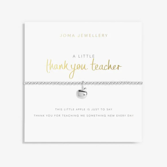 A Little 'Thank You Teacher' Apple Bracelet in Silver Plating