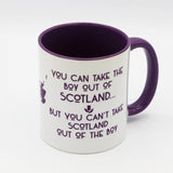You Can Take The Boy Out Of Scotland - Purple Mug