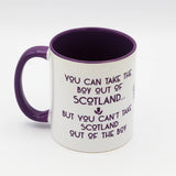 You Can Take The Boy Out Of Scotland - Purple Mug