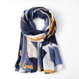 Eco Style Scarf – Abstract Print, Blue