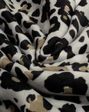 Leopard Print Scarf, Off White & Black