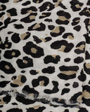 Leopard Print Scarf, Off White & Black