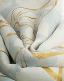Golden Floral Printed Foil Scarf, Green Mist/Off White