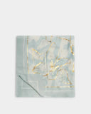 Golden Floral Printed Foil Scarf, Green Mist/Off White