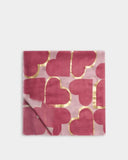 Heart Tile Printed Foil Scarf, Pink, Raspberry & Gold Foil