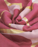 Heart Tile Printed Foil Scarf, Pink, Raspberry & Gold Foil