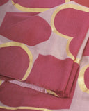 Heart Tile Printed Foil Scarf, Pink, Raspberry & Gold Foil