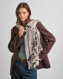 Animal Print Printed Foil Scarf, Light Taupe/Off White/Chocolate