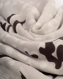 Animal Print Printed Foil Scarf, Light Taupe/Off White/Chocolate