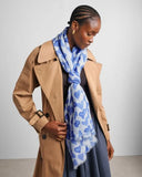 Abstract Heart Printed Scarf, White & Blue