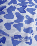 Abstract Heart Printed Scarf, White & Blue