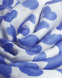 Abstract Heart Printed Scarf, White & Blue