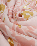 Animal Printed Foil Scarf, Pink/ Dusty Pink Gold Foil
