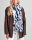 Zebra Printed Scarf, Off White & Navy