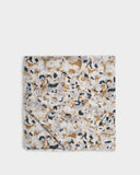 Terazzo Printed Scarf, White/Caramel & Navy