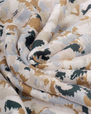 Terazzo Printed Scarf, White/Caramel & Navy