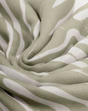 Waved Lines Printed Scarf, Sage & Off White