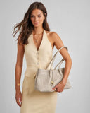 Nova Hand Woven Small Shoulder Tote in Oyster