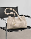 Nova Hand Woven Small Shoulder Tote in Oyster