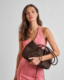 Nova Hand Woven Small Shoulder Tote in Chocolate