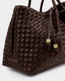 Nova Hand Woven Small Shoulder Tote in Chocolate