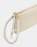 Nova Woven Texture Clutch in Oyster