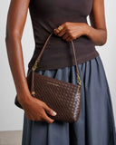 Nova Woven Texture Clutch in Chocolate