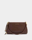 Nova Woven Texture Clutch in Chocolate