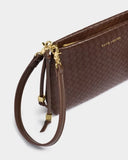 Nova Woven Texture Clutch in Chocolate