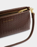 Nova Woven Texture Clutch in Chocolate