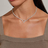 Evermore Circle T-Bar Necklace In Silver Plating
