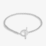 Evermore Circle T-Bar Bracelet In Silver Plating