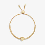 Bracelet Bar Heart Snake Chain Bracelet In Gold Plating