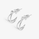 Soul Shine Cubic Zirconia Hoop Earrings In Silver Plating