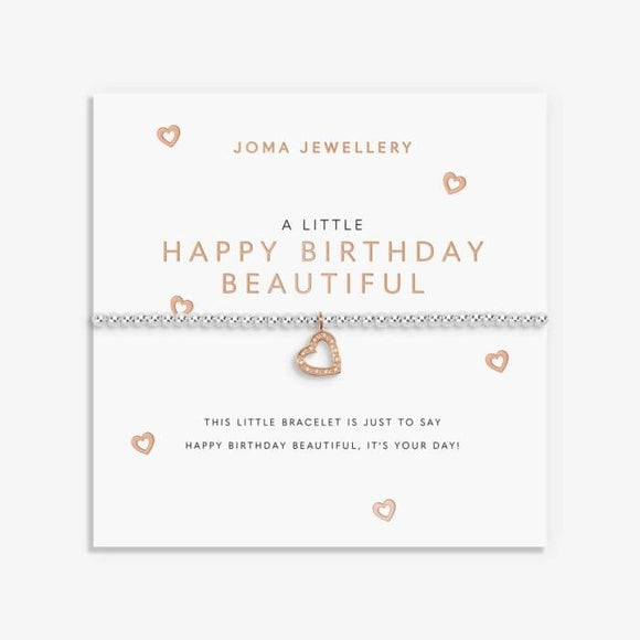 A Little 'Happy Birthday Beautiful' Bracelet In Silver And Rose Gold Plating