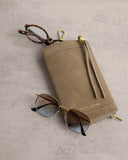 Taupe Clip-On Suedette Duo Sunglasses Case