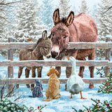 Box Of 27 Christmas Cards, 9 Cards Each Of 3 Designs - Festive Snowy Farm Animals