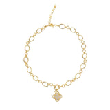 Necklace Charm Builder & Clover Charm 14K Gold Plated