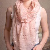 Lightweight Scarf Pink With Metallic Stripes