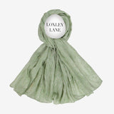 Lightweight Scarf Green With Metallic Stripes