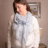 Lightweight Scarf Blue With Metallic Hearts