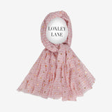 Lightweight Scarf Pink With Metallic Hearts