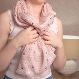 Lightweight Scarf Pink With Metallic Hearts