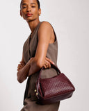 Nova Woven Texture Top Handle Bag, Cherry