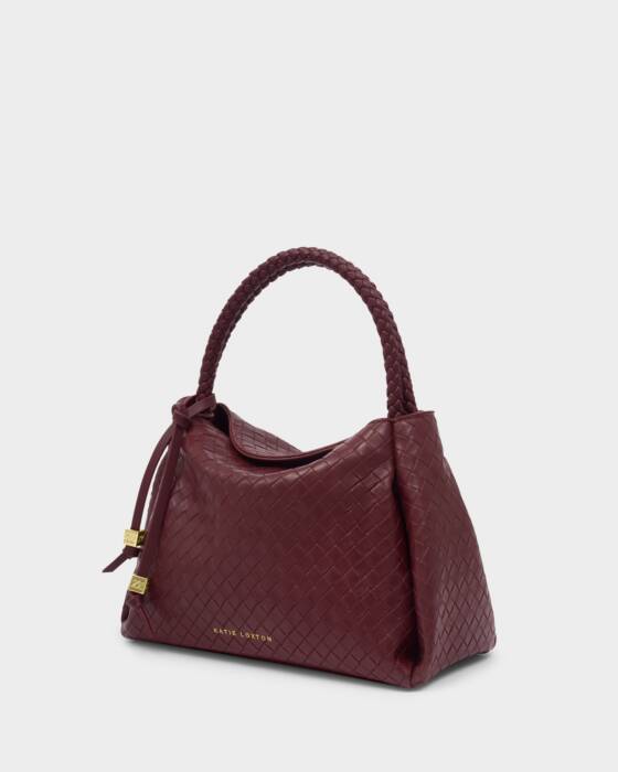 Nova Woven Texture Top Handle Bag, Cherry