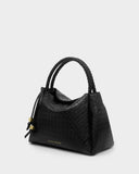 Nova Woven Texture Top Handle Bag, Black